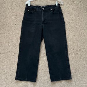 Chico's Platinum Jeans Womens 0.5 US 6 Mid-Rise Capri Black Denim